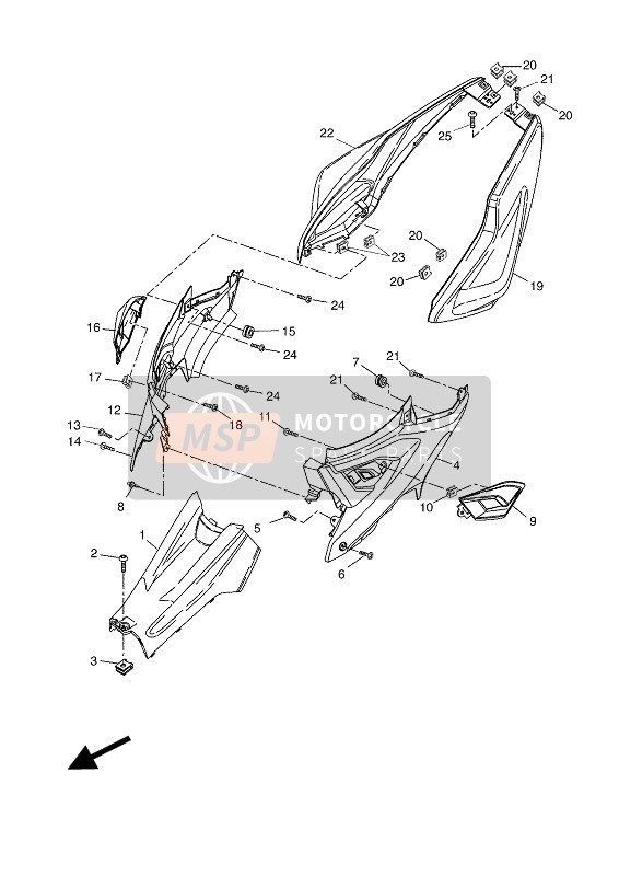 Yamaha NS50F 2016 Couvercle latéral pour un 2016 Yamaha NS50F